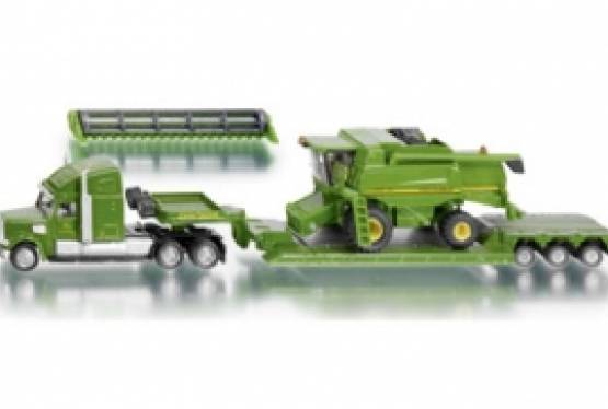 Ciężarówka z naczepą i kombajnem John Deere 1:87   (zabawka, model)