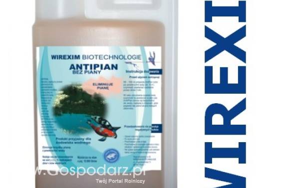 Płyn do eliminowania piany z wody WIREXIM BIOTECHNOLOGIE Antipian-5 pojemność: 5 l., usuwanie brudnej piany z powierzchni wody