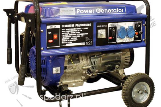 Agregat, generator prądotwórczy WESTLANDS LT5000 moc max. 5000 W, prądnica spalinowa, mobilny generator prąduWESTLANDS LT 5000