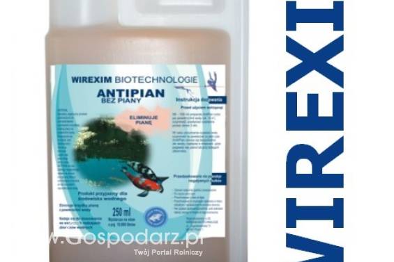 Płyn do eliminowania piany z wody WIREXIM BIOTECHNOLOGIE Antipian-0.25 pojemność: 0.25 l., usuwanie brudnej piany z powierzchni wody